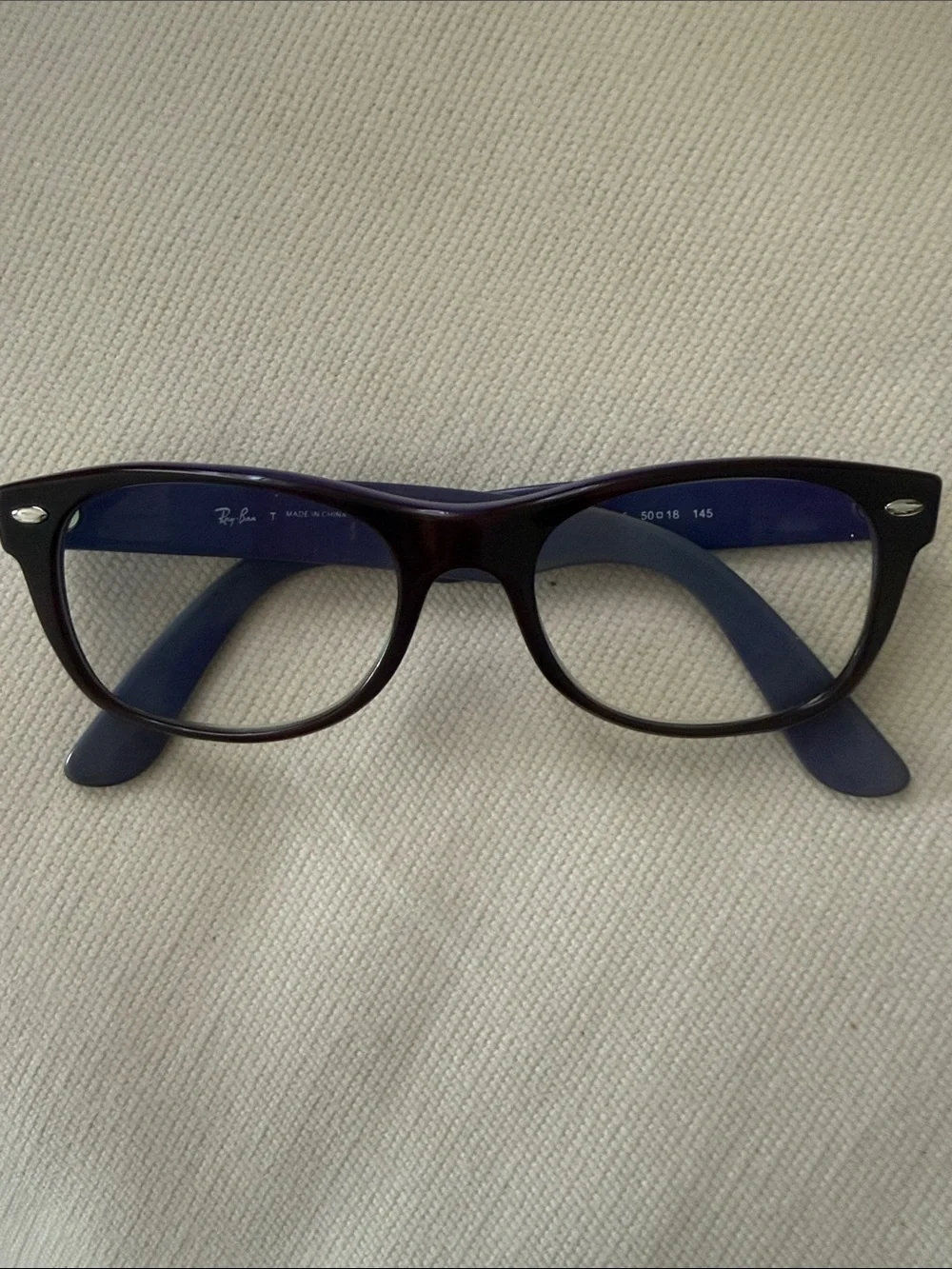 Ray-Ban Dark Brown Front with Purple Accent Inside Perscription Lenses